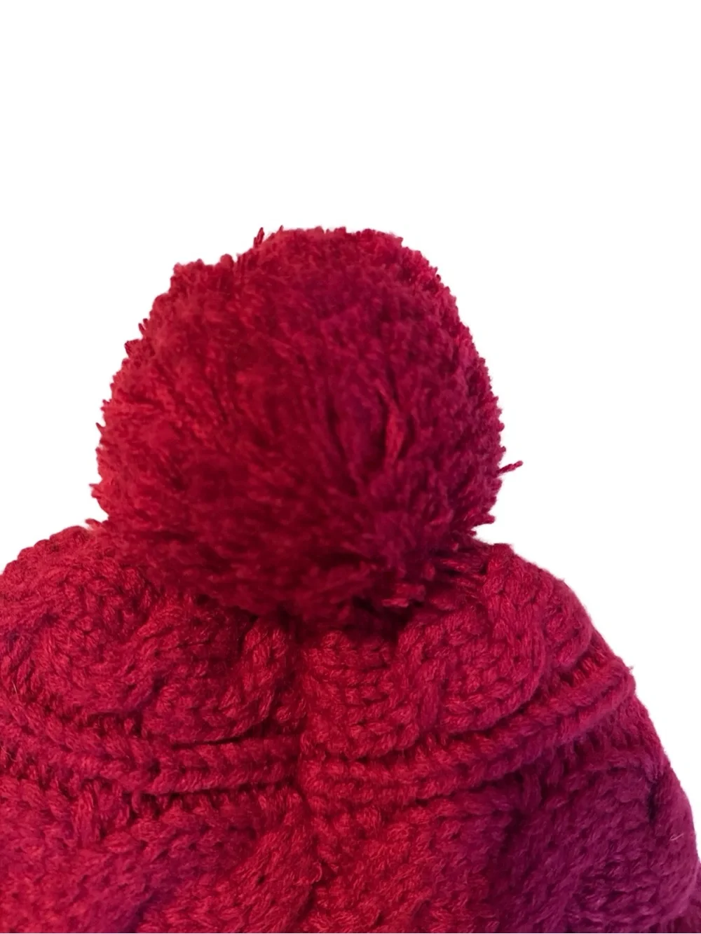 New-The North Face Pom Cable Knit Beanie - Burgundy One Size Fits All Unisex